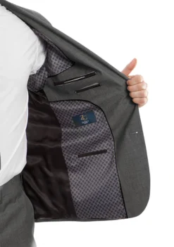 Arezzo Collection - 100% Wool Suit Modern Fit Italian Style 2 Piece In Dark Gray 5 Arezzo Collection - 100% Wool Suit Modern Fit Italian Style 2 Piece In Dark Gray -Gentri Store MW246 02 Open