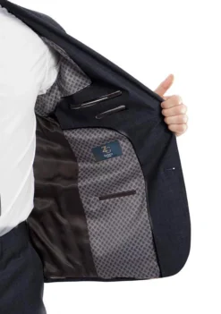 (56R) 100% Wool Suit Modern Fit Italian Style 2 Piece In Navy -Gentri Store MW246 03 Open 43514f69 dcb0 401c 8812 56c0396d8688