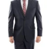 (56R) 100% Wool Suit Modern Fit Italian Style 2 Piece In Navy