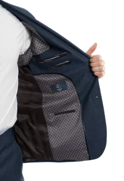 Arezzo Collection - 100% Wool Suit Modern Fit Italian Style 2 Piece In Indigo -Gentri Store MW246 04 Open