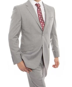 (36R) 100% Wool Suit Modern Fit Italian Style 2 Piece In Gray
