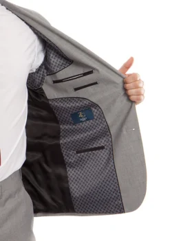 Arezzo Collection - 100% Wool Suit Modern Fit Italian Style 2 Piece In Gray -Gentri Store MW246 05 Open