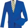 Royal Blue Slim Fit Men's 2 Piece Business Suit 2 Button