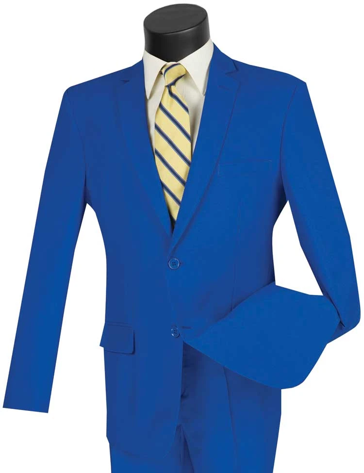 Royal Blue Slim Fit Men's 2 Piece Business Suit 2 Button 1 Royal Blue Slim Fit Men's 2 Piece Business Suit 2 Button