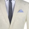 Ivory Tone On Tone Paisley Pattern Slim Fit Men's 2 Piece Suit 2 Button