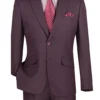 Slim Fit 2 Piece Suit Burgundy Glen Plaid Pattern Matching Pants