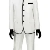 Oriental Collection - Banded Collar Slim Fit Suit Shiny Sharkskin 2 Piece White
