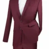 Slim Fit Men's Suit 2 Piece 2 Button In Burgundy