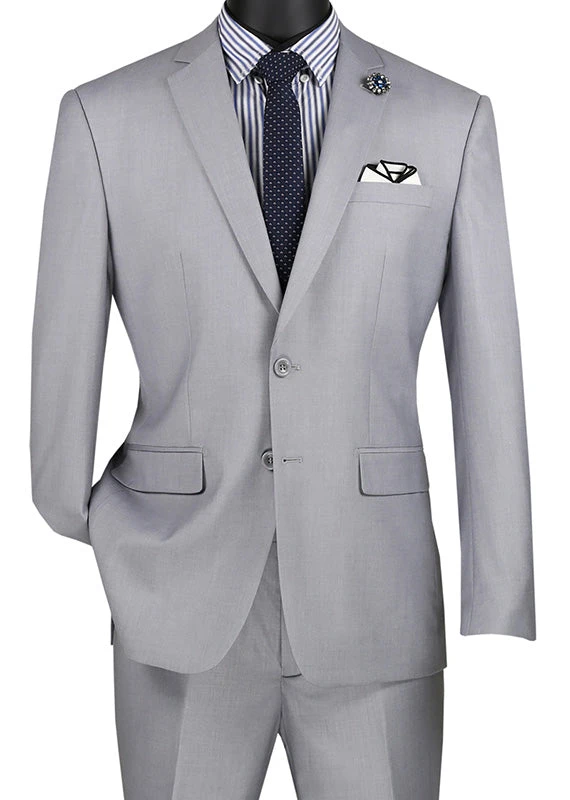 Slim Fit Men's Suit 2 Piece 2 Button In Light Gray 1 Slim Fit Men's Suit 2 Piece 2 Button In Light Gray