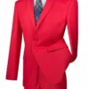 Slim Fit Men's Suit 2 Piece 2 Button In Red