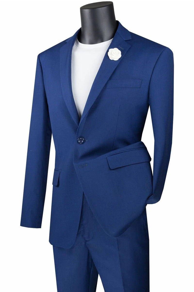 Slim Fit Men's Suit 2 Piece 2 Button In Twilight Blue 1 Slim Fit Men's Suit 2 Piece 2 Button In Twilight Blue
