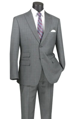 Catania Collection - Modern Fit Windowpane Suit 2 Piece In Gray