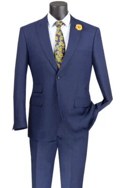 Catania Collection - Modern Fit Windowpane Suit 2 Piece In Blue