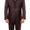 Burgundy 3 Piece Modern Fit Suit 2 Button V-Neck Vest