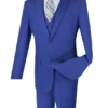 Slim Fit Business Men's Suit 3 Piece 2 Button In Twilight Blue
