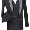 Black Slim Fit 3 Piece Suit 1 Button With Double Breasted Vest