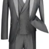 Silver Slim Fit 3 Piece Suit 1 Button With Double Breasted Vest
