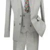 Slim Fit Suit 3 Piece With Double Breasted Vest Glen Plaid In Ice