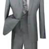 Slim Fit Suit 3 Piece With Double Breasted Vest Glen Plaid In Medium Gray