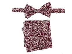 Men's Bowtie And Hanky Accessory Set In Burgundy Floral