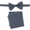 Men's Bowtie And Hanky Accessory Set In Navy Plaid