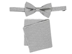 Men's Bowtie And Hanky Accessory Set In Black White Dot