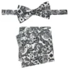 Men's Bowtie And Hanky Accessory Set In Black White Floral