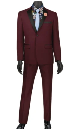 Ultra Slim Fit Tuxedo 2 Buttons 2 Piece In Color Wine