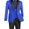 Slim Fit Tuxedo 3 Piece With Jacquard Pattern In Royal