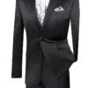 Ultra Slim Fit Shiny Sharkskin 2 Button 2 Piece Suit In Black