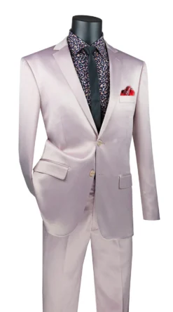 Ultra Slim Fit Shiny Sharkskin 2 Button 2 Piece Suit In Blush
