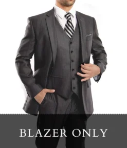 (40R Blazer) Steel Modern Fit 2 Button Blazer