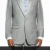 (36R Blazer) Light Gray Slim Fit Blazer With Satin Peak Lapel
