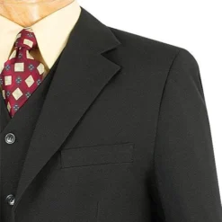 Mont Blanc Collection - Regular Fit Suit 3 Button 3 Piece In Black -Gentri Store V 3PP BLACK 3