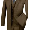 Venetian Collection - Taupe Regular Fit Glen Plaid 2 Button 3 Piece Suit