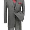 Sovana Collection - Regular Fit 3 Piece Suit 2 Button Tone On Tone Stripe In Gray