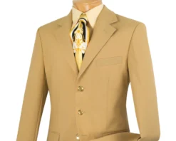 Gold Regular Fit 3 Button Blazer