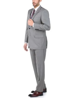 Bevagna Collection - Light Gray 100% Virgin Wool Regular Fit Pick Stitched 2 Piece Suit -Gentri Store c508 5ce