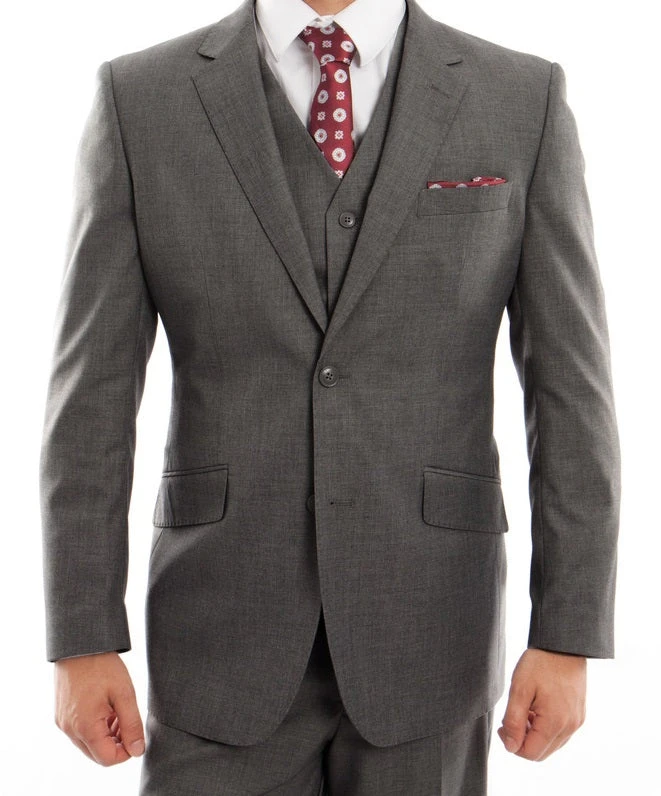 Arezzo Collection - 100% Wool Suit Modern Fit Italian Style 3 Piece In Dark Gray 1 Arezzo Collection - 100% Wool Suit Modern Fit Italian Style 3 Piece In Dark Gray