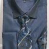 French Cuff Regular Fit Shirt In Navy With Tie, Cuff Links And Handkerchief