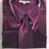 Purple Metallic Velvet Dress Shirt Set French Cuff