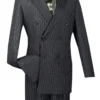 Rockefeller Collection - Double Breasted Stripe Suit Charcoal Regular Fit 2 Piece