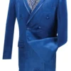 Caesar Collection - Velvet Navy Double Breasted Suit Regular Fit 2 Piece