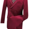 Caesar Collection - Velvet Burgundy Double Breasted Suit Regular Fit 2 Piece