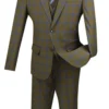 Monopoly Collection - 2 Buttons 3 Piece Suit Slim Fit Glen Plaid Taupe