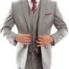 (44S) Wool Suit Modern Fit Italian Style 3 Piece In Gray