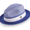 Men's Braided Two Tone Pinch Fedora Hat In Royal Blue