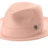 Peach Braided Wide Brim Pinch Fedora Matching Grosgrain Ribbon
