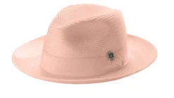 Peach Braided Wide Brim Pinch Fedora Matching Grosgrain Ribbon