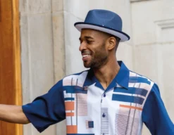 Two Tone Ribbon Stingy Brim Pinch Braided Fedora - Royal Blue With White Bottom 4 Two Tone Ribbon Stingy Brim Pinch Braided Fedora - Royal Blue With White Bottom -Gentri Store h 67 whole